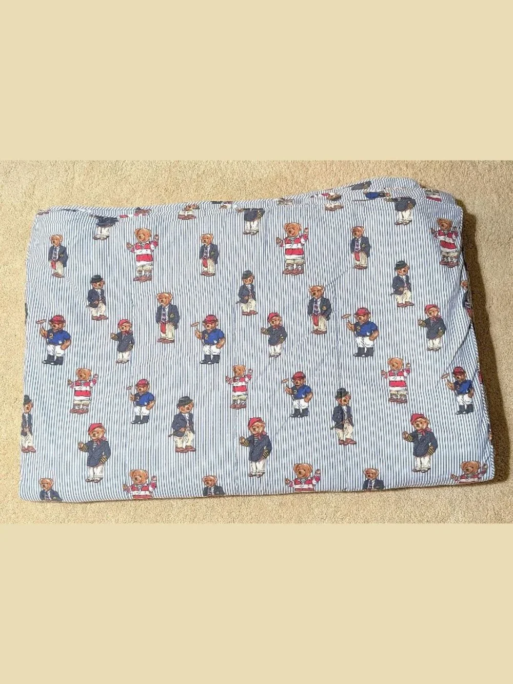 RARE VTG USA Ralph Lauren Polo Twin Comforter Teddy Bear All Over Print
